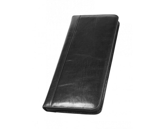 Aston Leather Zippered 40 Pen Case - Black