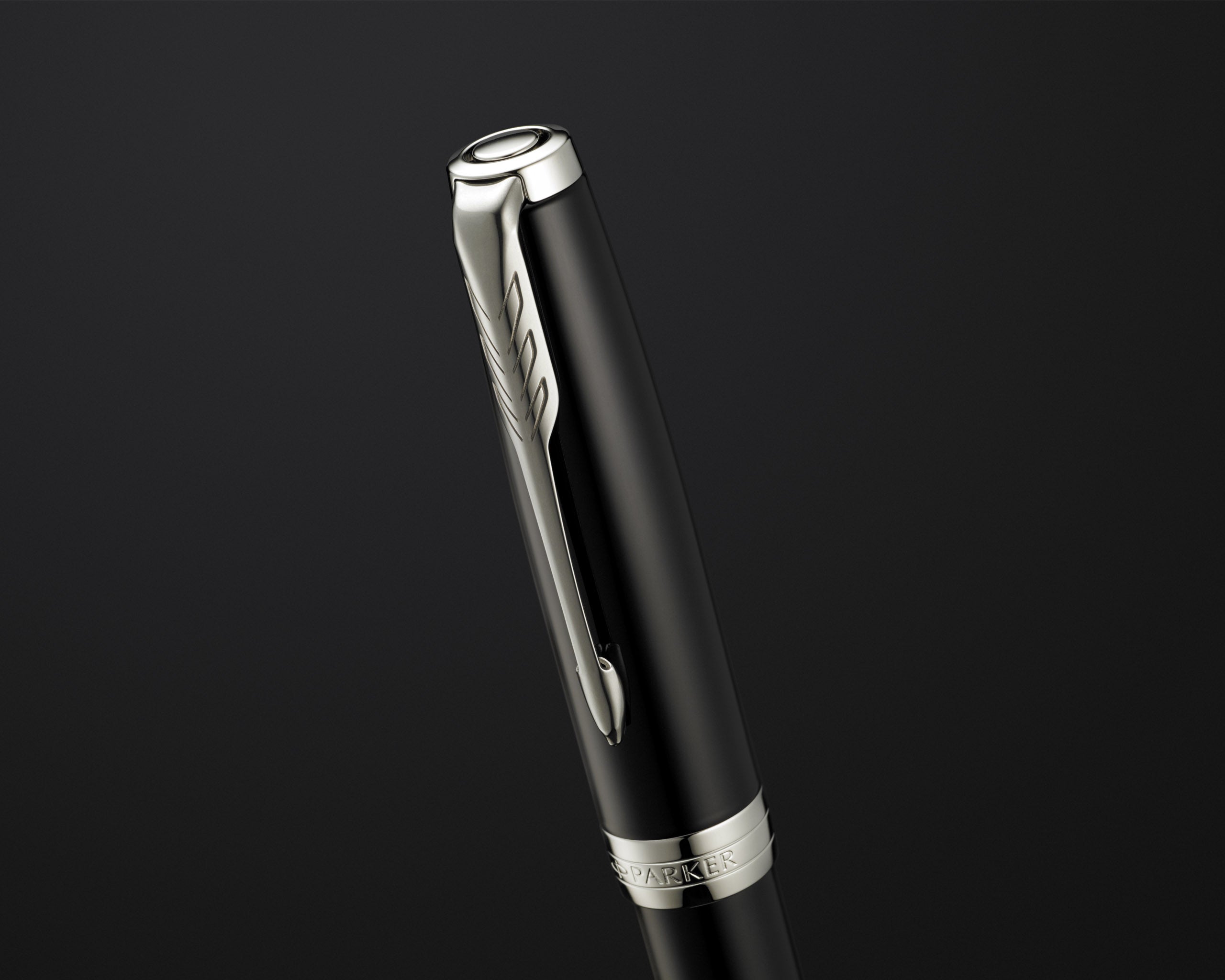Parker Sonnet Matte Black Rollerball Pen - Chrome Trim