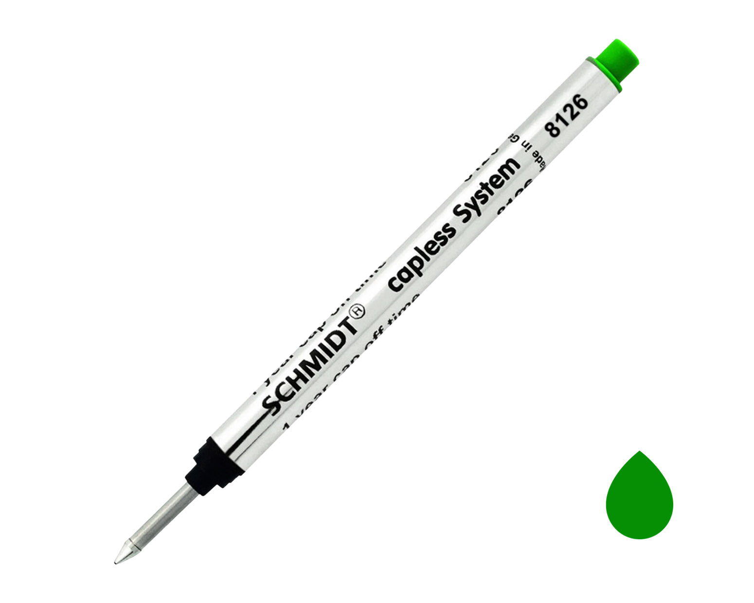 Schmidt Long Capless Rollerball Pen Refill Single 1 Pack - Green