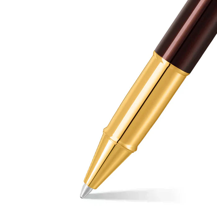 Sheaffer 100 Glossy Coffee Brown Rollerball Pen with PVD Gold-Tone Trim