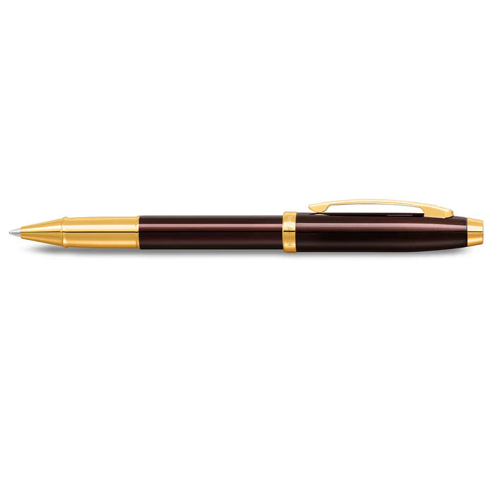 Sheaffer 100 Glossy Coffee Brown Rollerball Pen with PVD Gold-Tone Trim