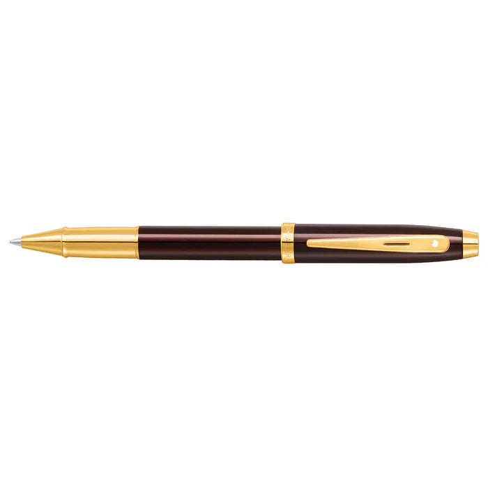 Sheaffer 100 Glossy Coffee Brown Rollerball Pen with PVD Gold-Tone Trim