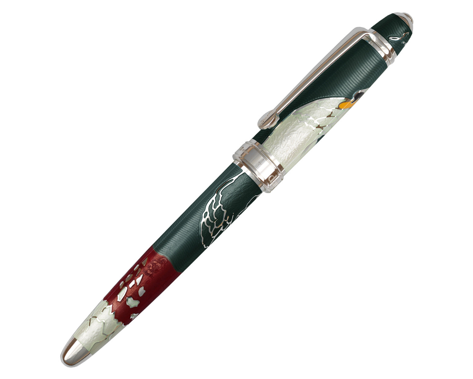 David Oscarson Hans Christian Andersen Fountain Pen - Translucent Mossy Black, Ruby Red and White