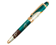 David Oscarson Hans Christian Andersen Rollerball Pen - Translucent Teal, Liquid Coffee and White with Gold Vermeil