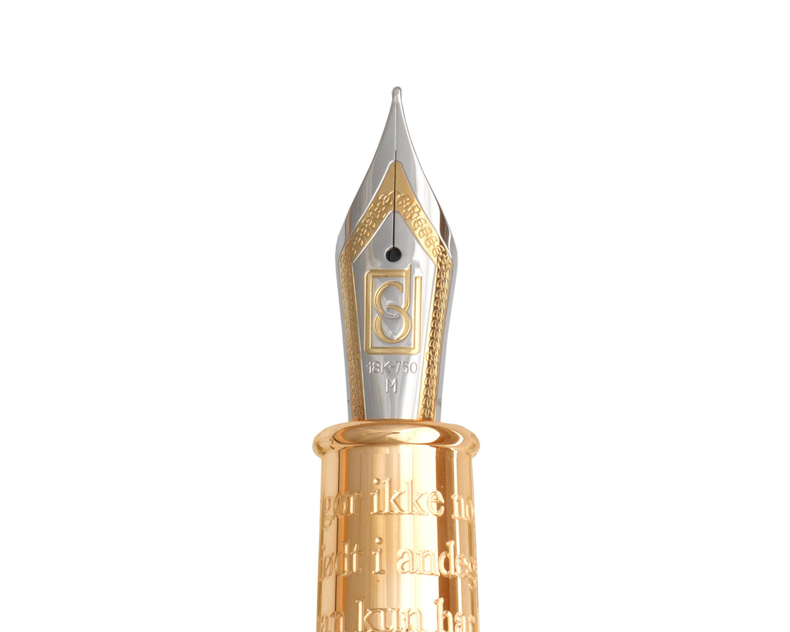 David Oscarson Hans Christian Andersen Fountain Pen - Translucent Teal, Liquid Coffee and White with Gold Vermeil