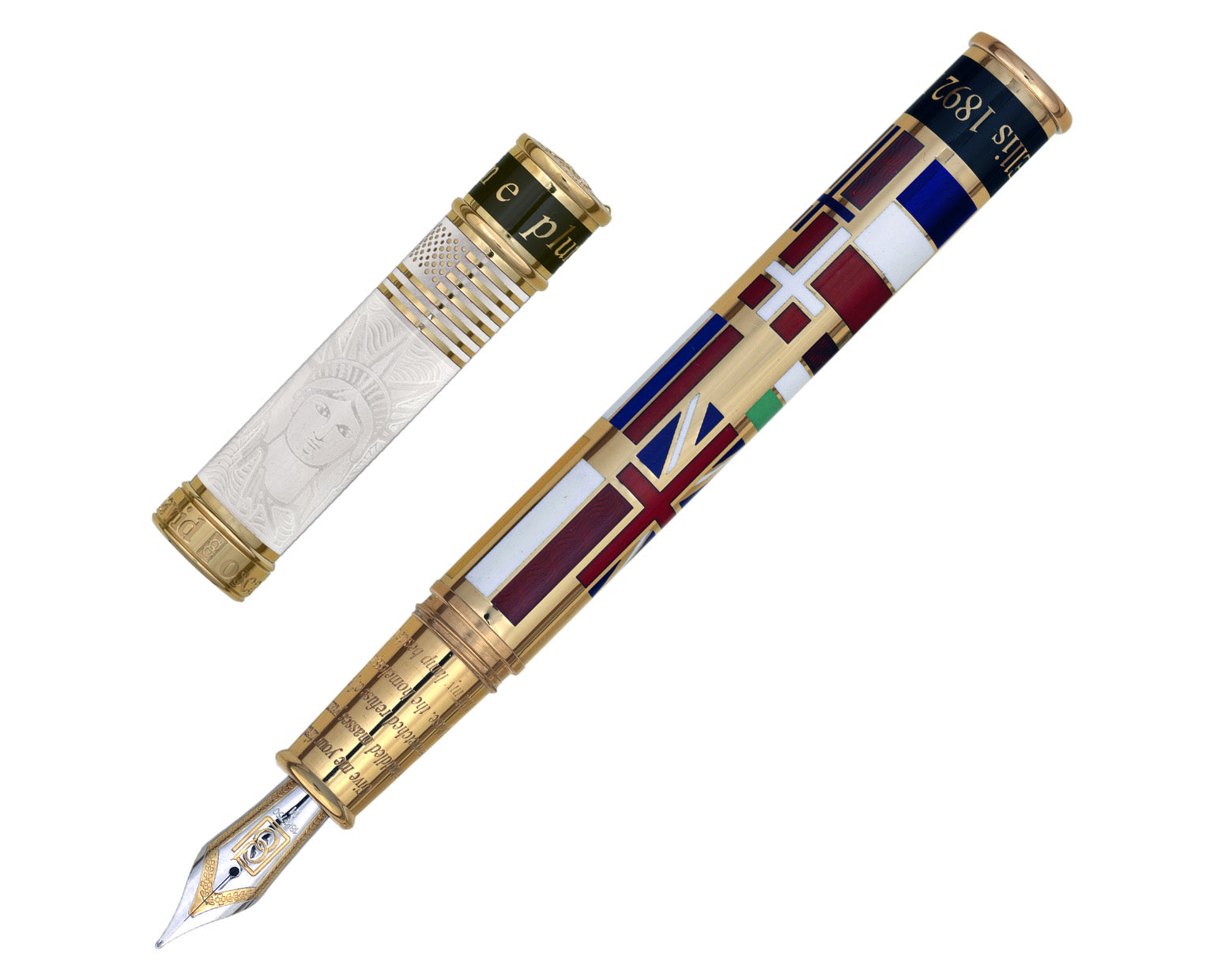 David Oscarson Ellis Island Fountain Pen - Pearl White with Gold Vermeil
