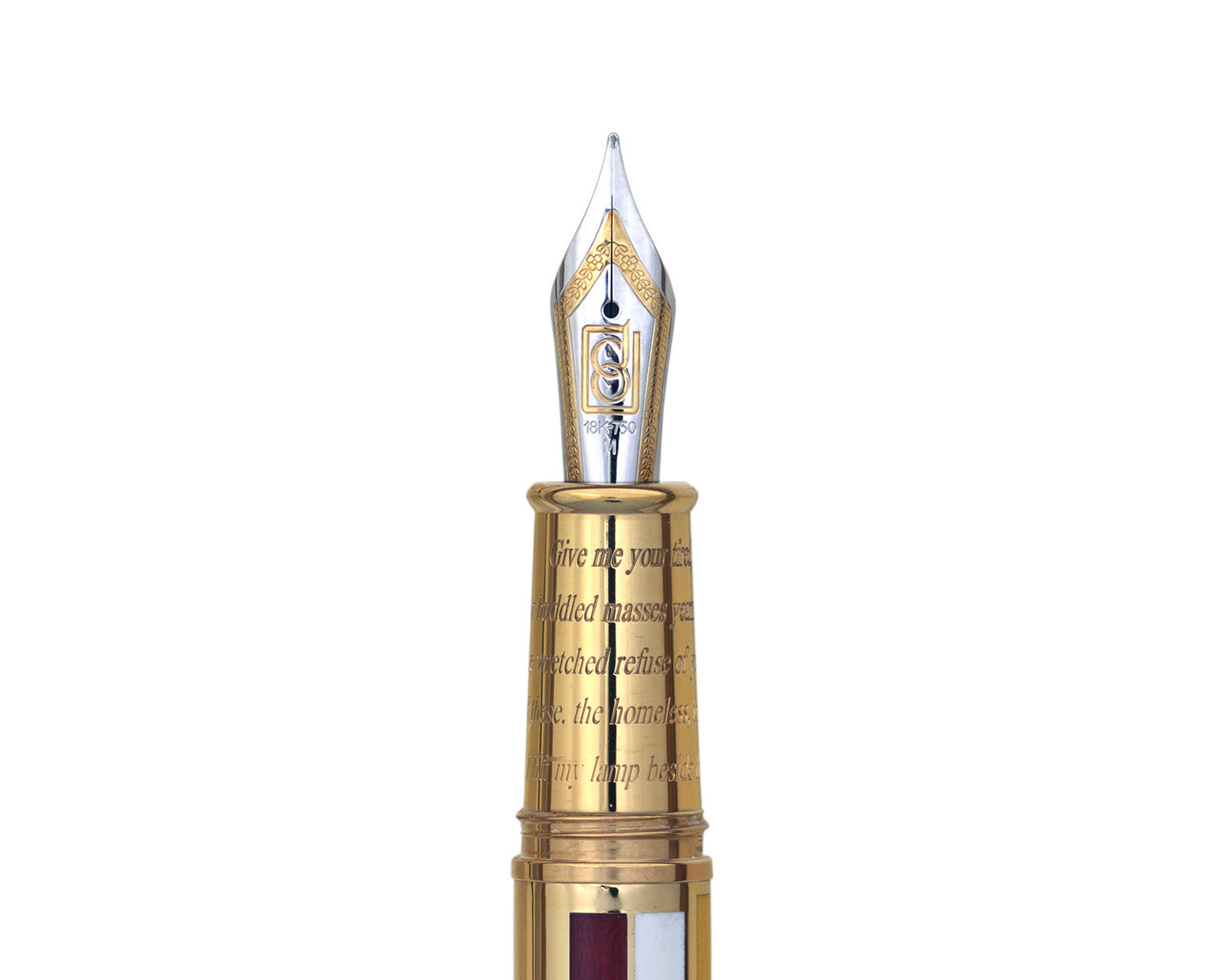 David Oscarson Ellis Island Fountain Pen - Pearl White with Gold Vermeil