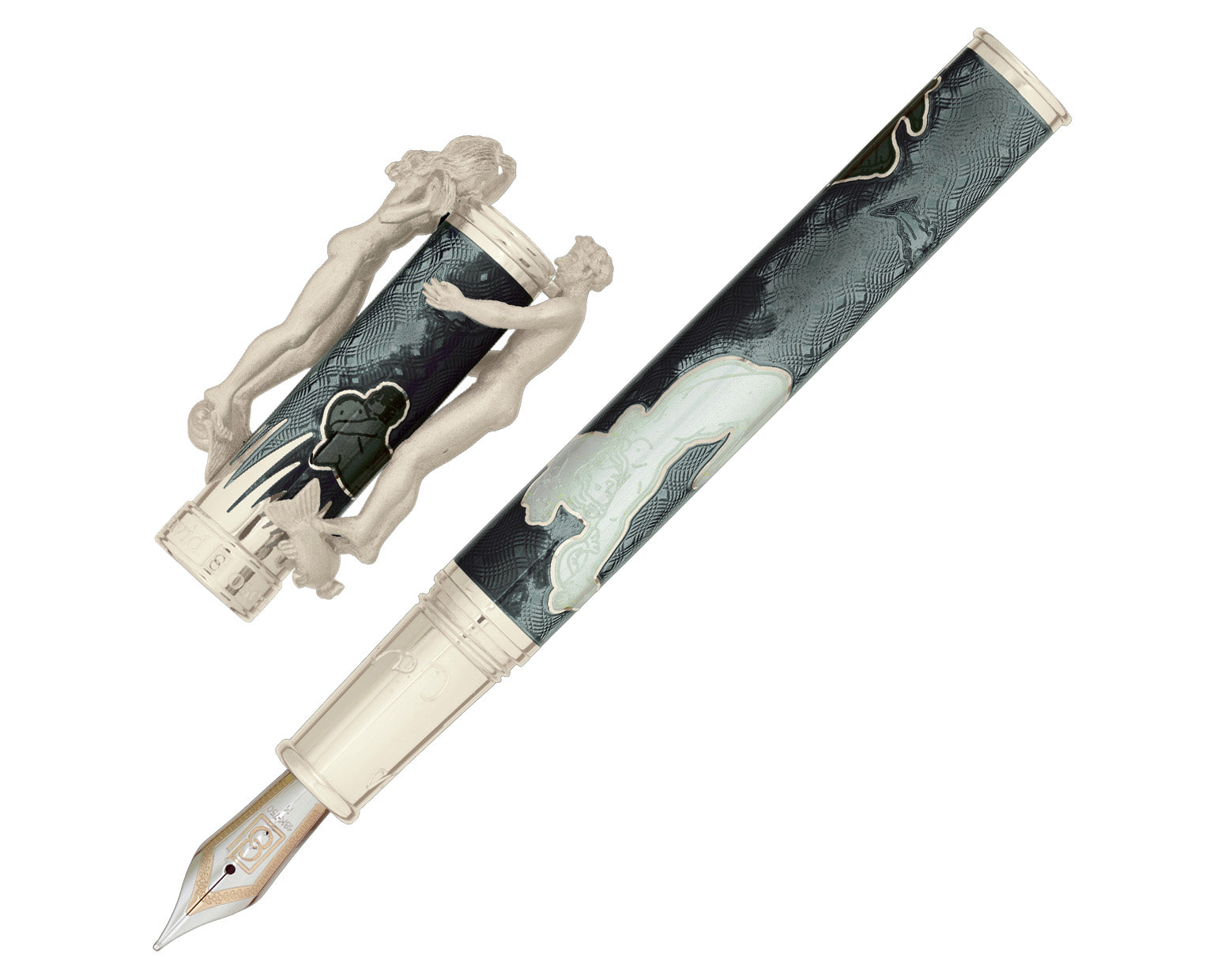 David Oscarson Carl Milles Fountain Pen - Mossy Black and Grey