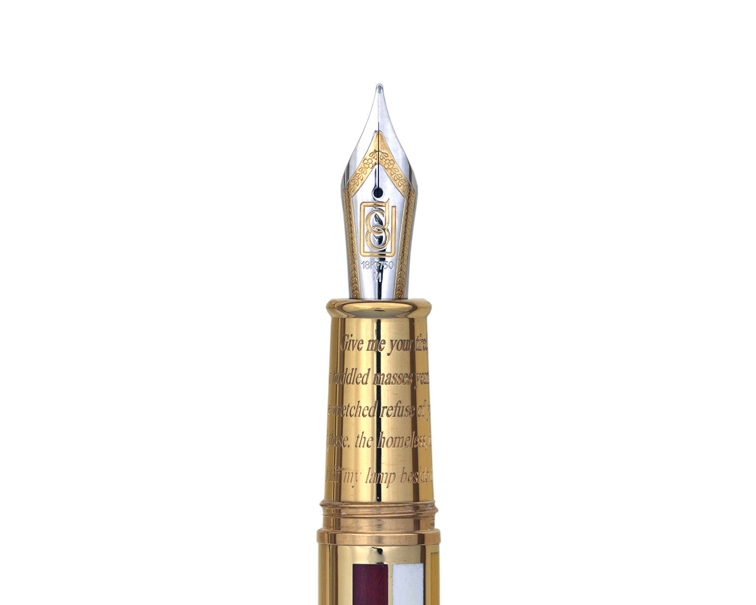 David Oscarson Ellis Island Fountain Pen - Ruby Red and Gold Vermeil