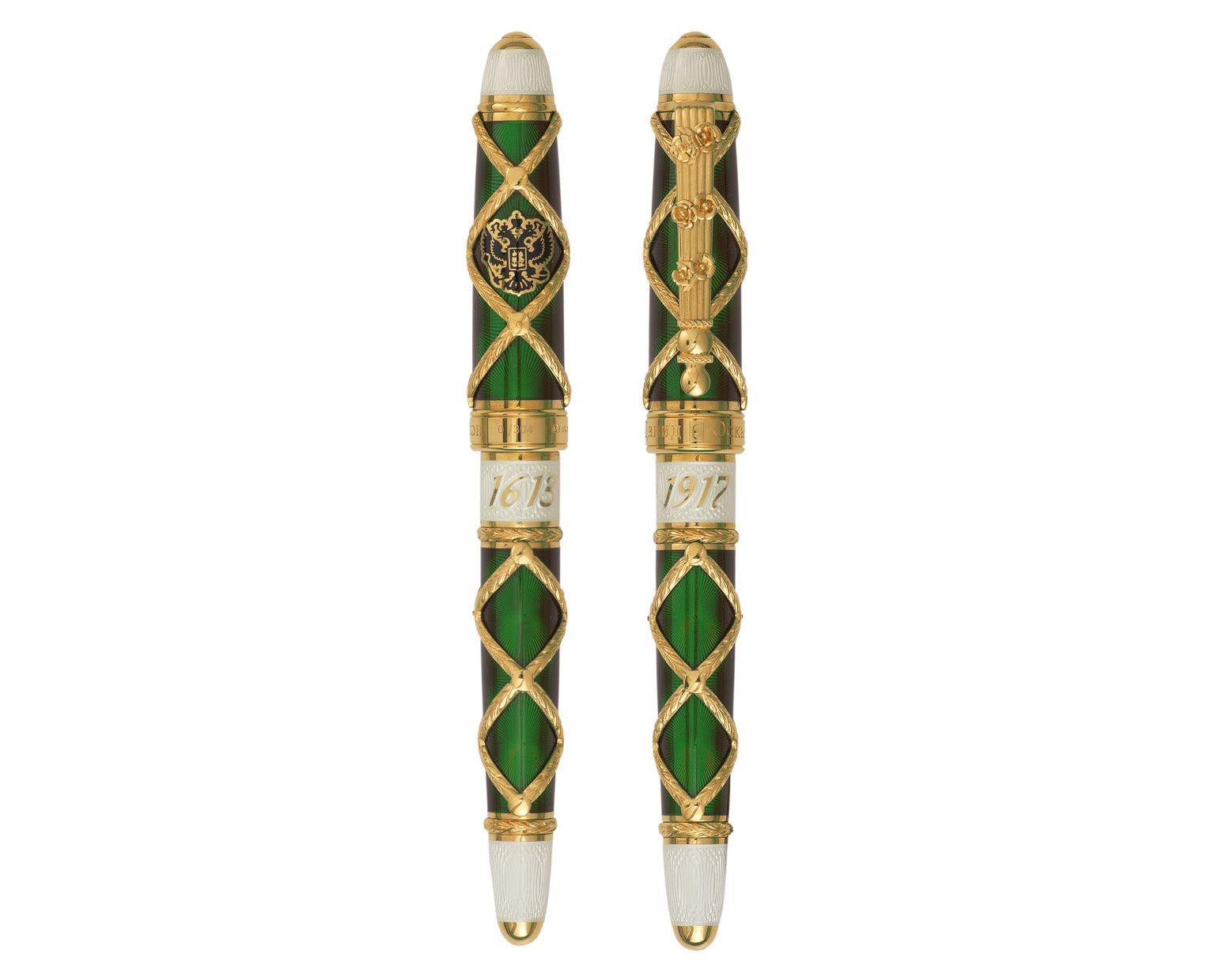 David Oscarson Russian Imperial Fountain Pen - Emerald with Gold Vermeil