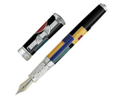 David Oscarson 15th Anniversary / American Art Deco Fountain Pen - Opaque Onyx Black and Multi Translucent Enamel