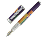David Oscarson 15th Anniversary / American Art Deco Fountain Pen - Translucent Purple with Multi-colored Enamel