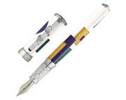 David Oscarson 15th Anniversary / American Art Deco Fountain Pen - Opaque White and Multi Translucent Enamel