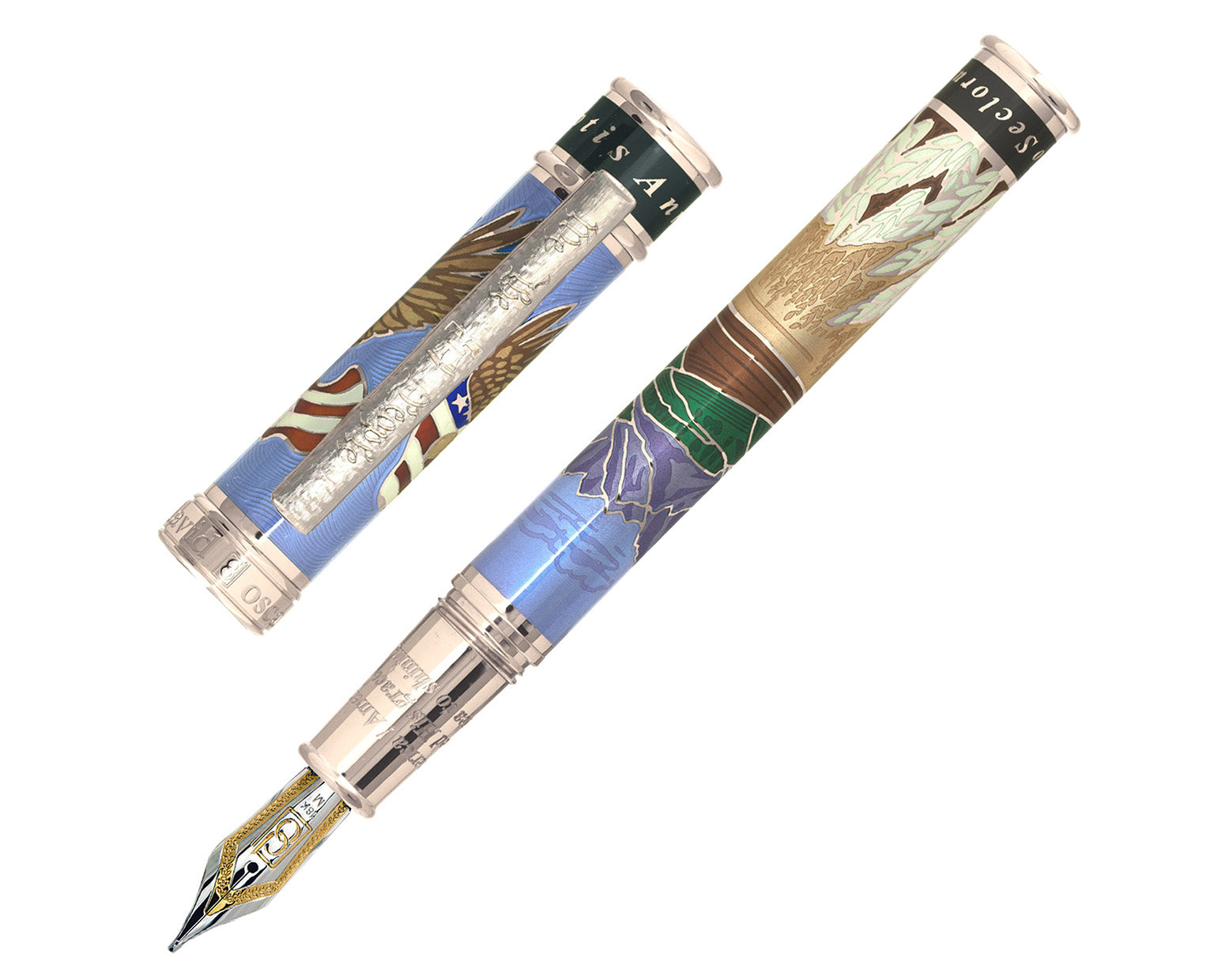 David Oscarson America The Beautiful Fountain Pen - Azure Blue