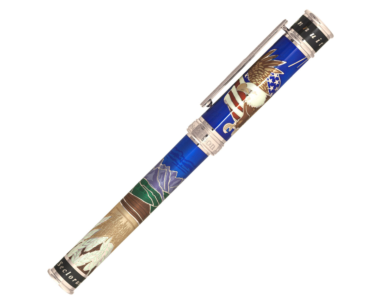 David Oscarson America The Beautiful Fountain Pen - Sapphire Blue