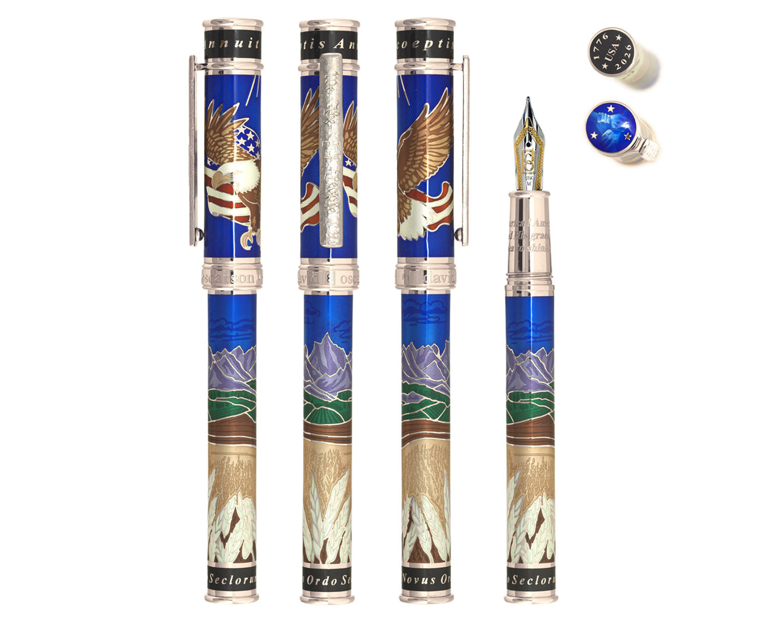 David Oscarson America The Beautiful Fountain Pen - Sapphire Blue