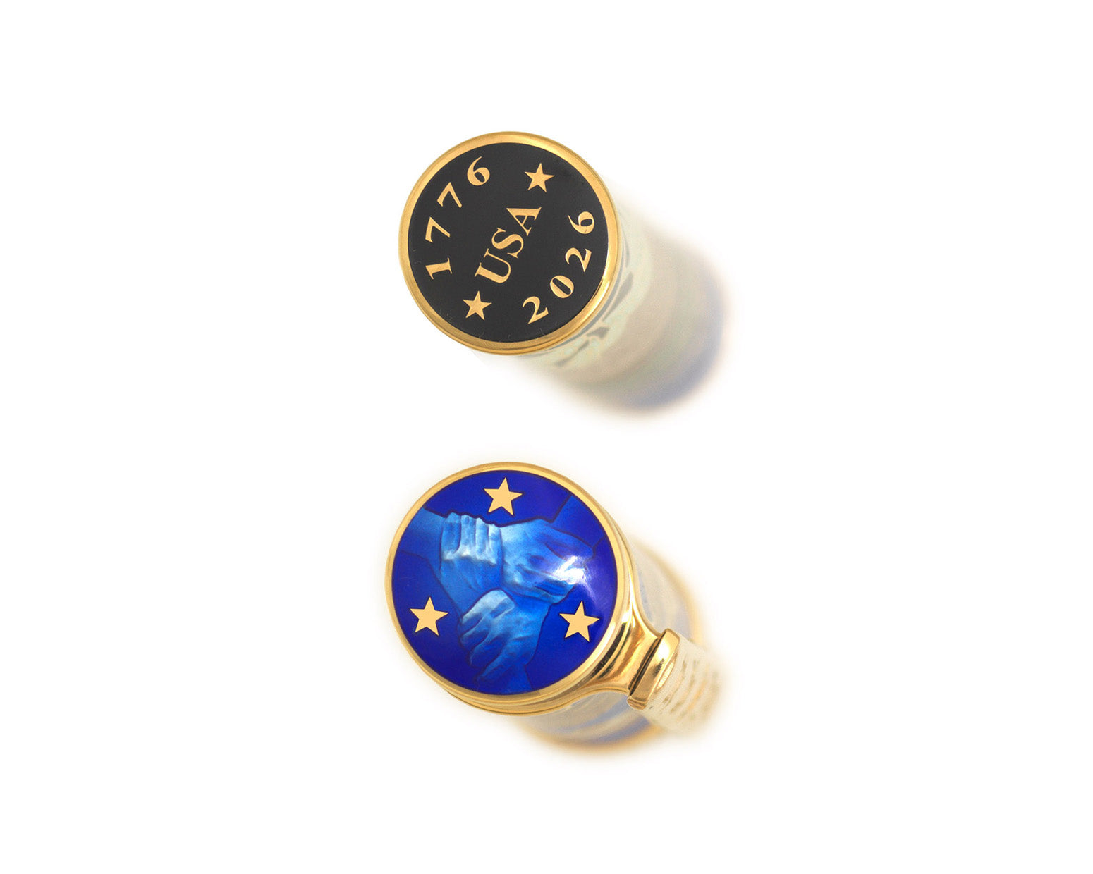 David Oscarson America The Beautiful Fountain Pen - Sapphire Blue with Gold Vermeil