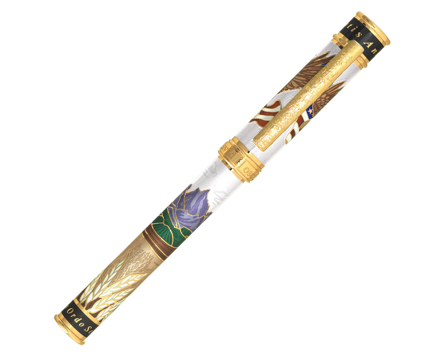 David Oscarson America The Beautiful Fountain Pen - Pearl White with Gold Vermeil