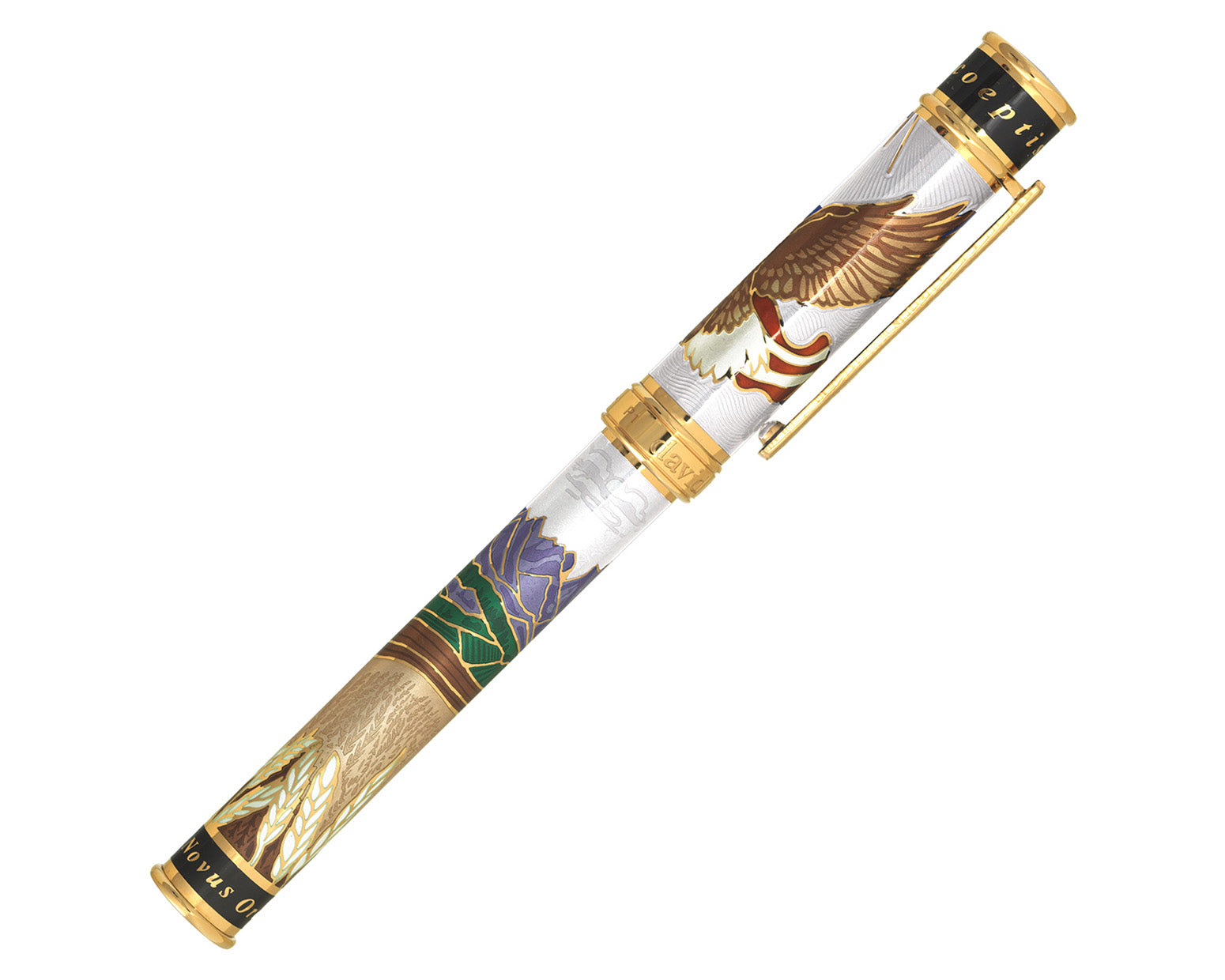 David Oscarson America The Beautiful Fountain Pen - Pearl White with Gold Vermeil