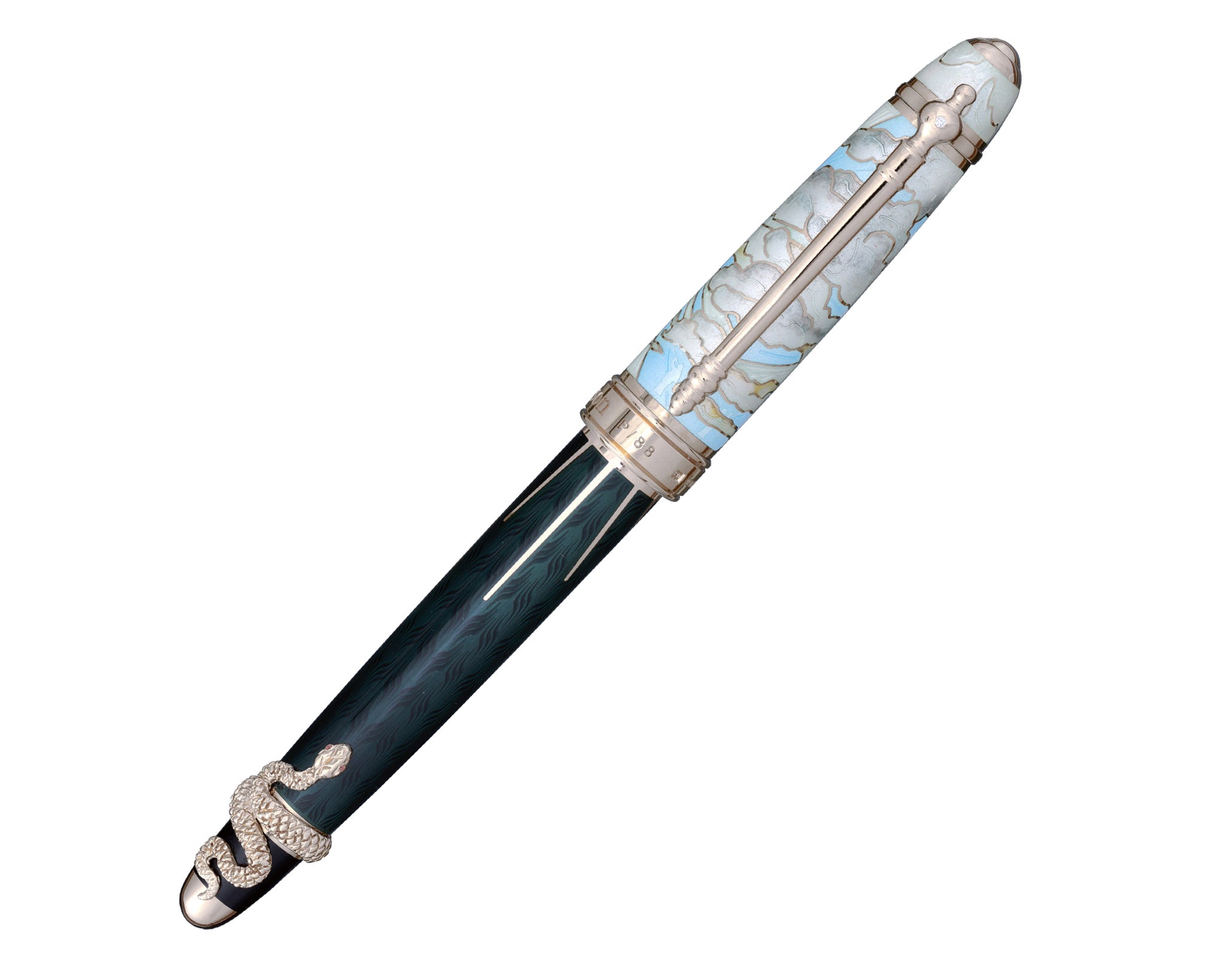 David Oscarson Deus Regit Fountain - Azure Blue/Mossy Black