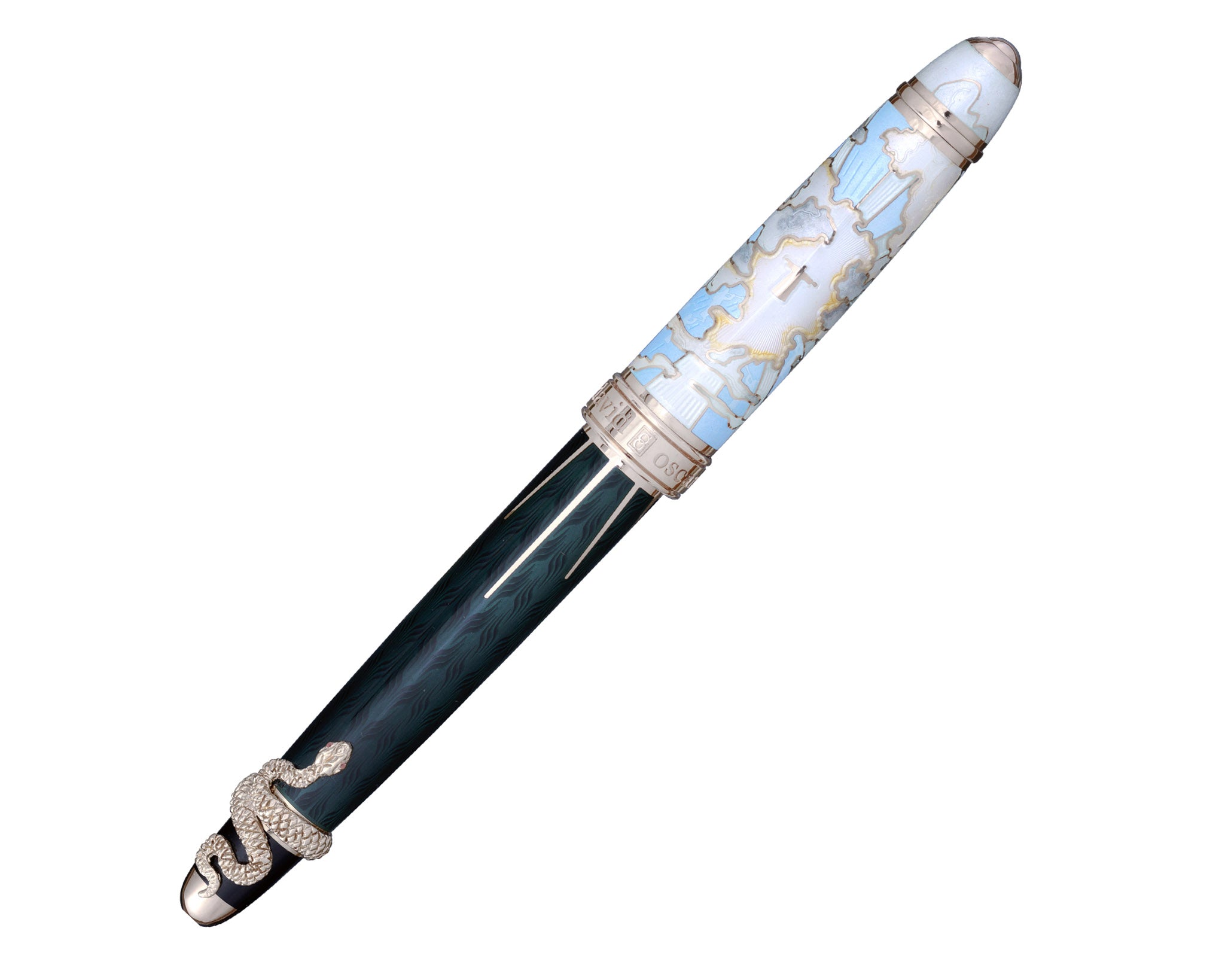 David Oscarson Deus Regit Fountain - Azure Blue/Mossy Black