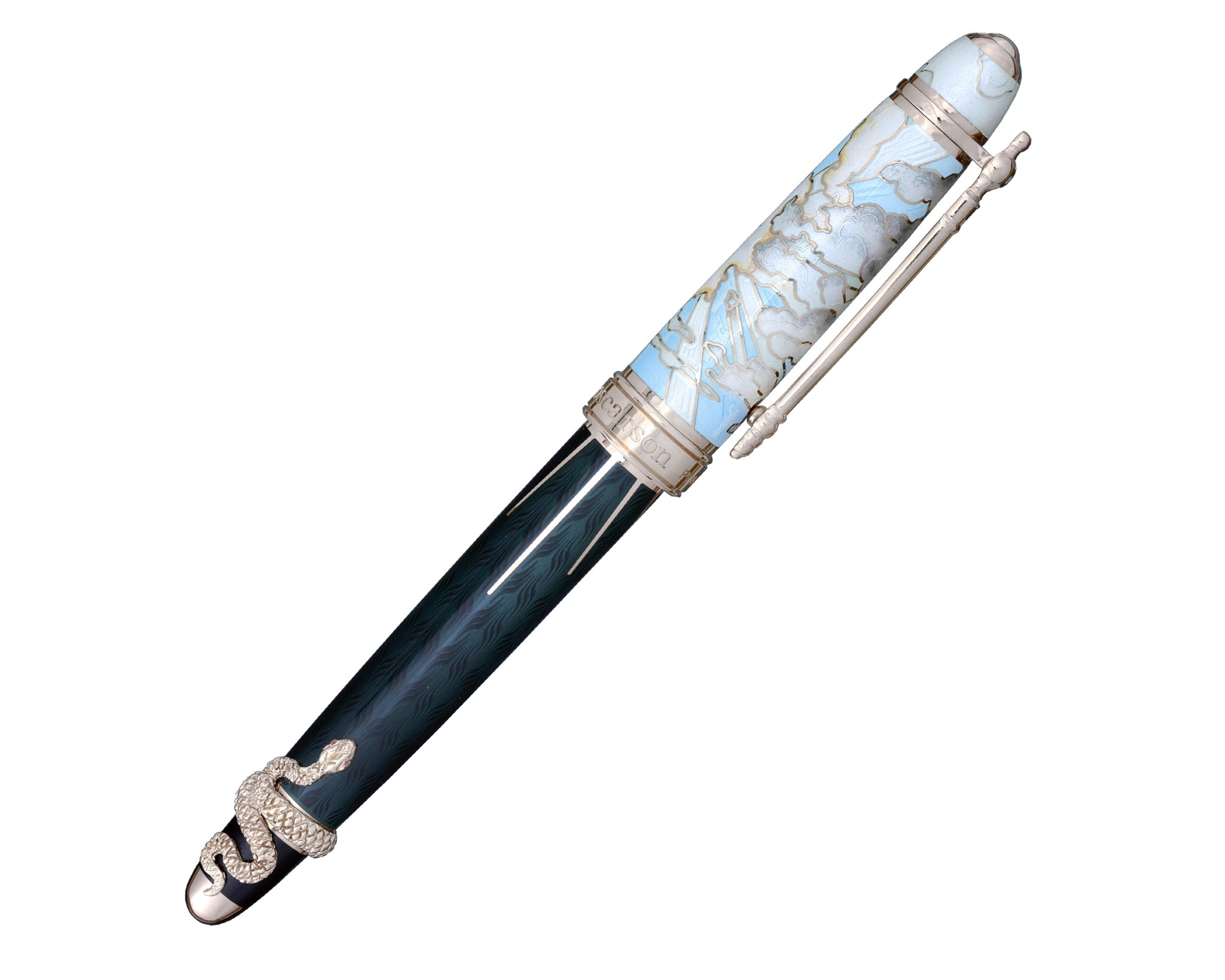 David Oscarson Deus Regit Fountain - Azure Blue/Mossy Black