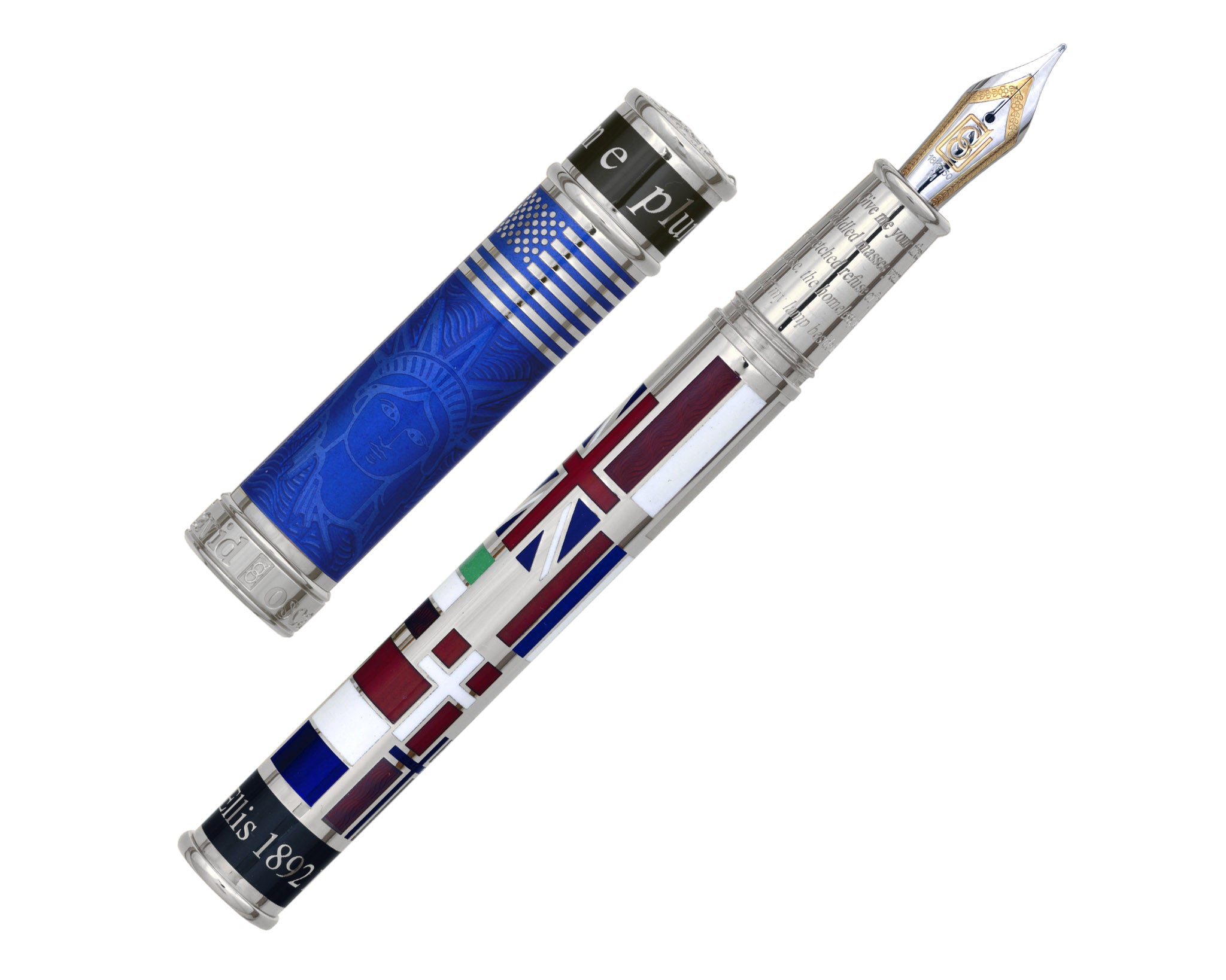David Oscarson Ellis Island Fountain Pen - Sapphire with Gold Vermeil