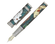 David Oscarson Koi Collection Fountain Pen - Teal with Multi-Colored Hard Enamel
