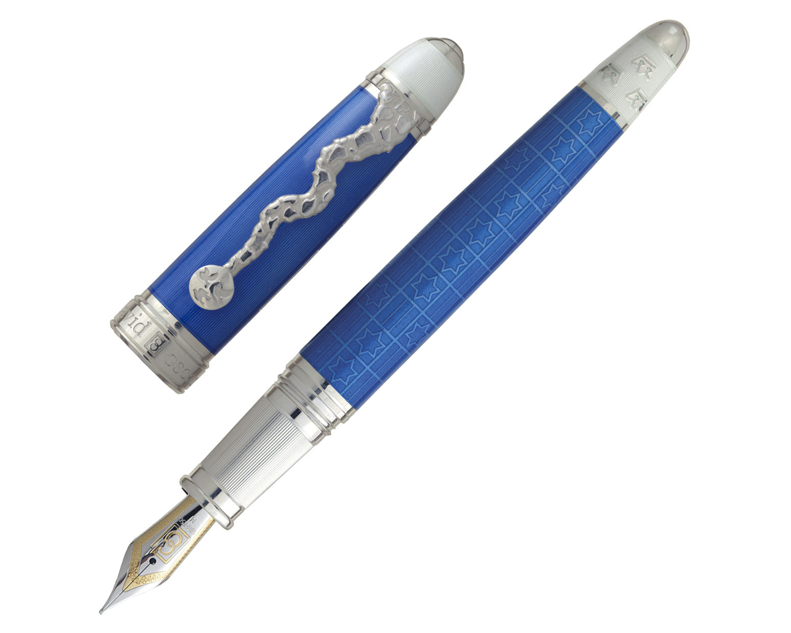 David Oscarson Raoul Wallenberg Fountain Pen - Blue Barrel with Blue Cap