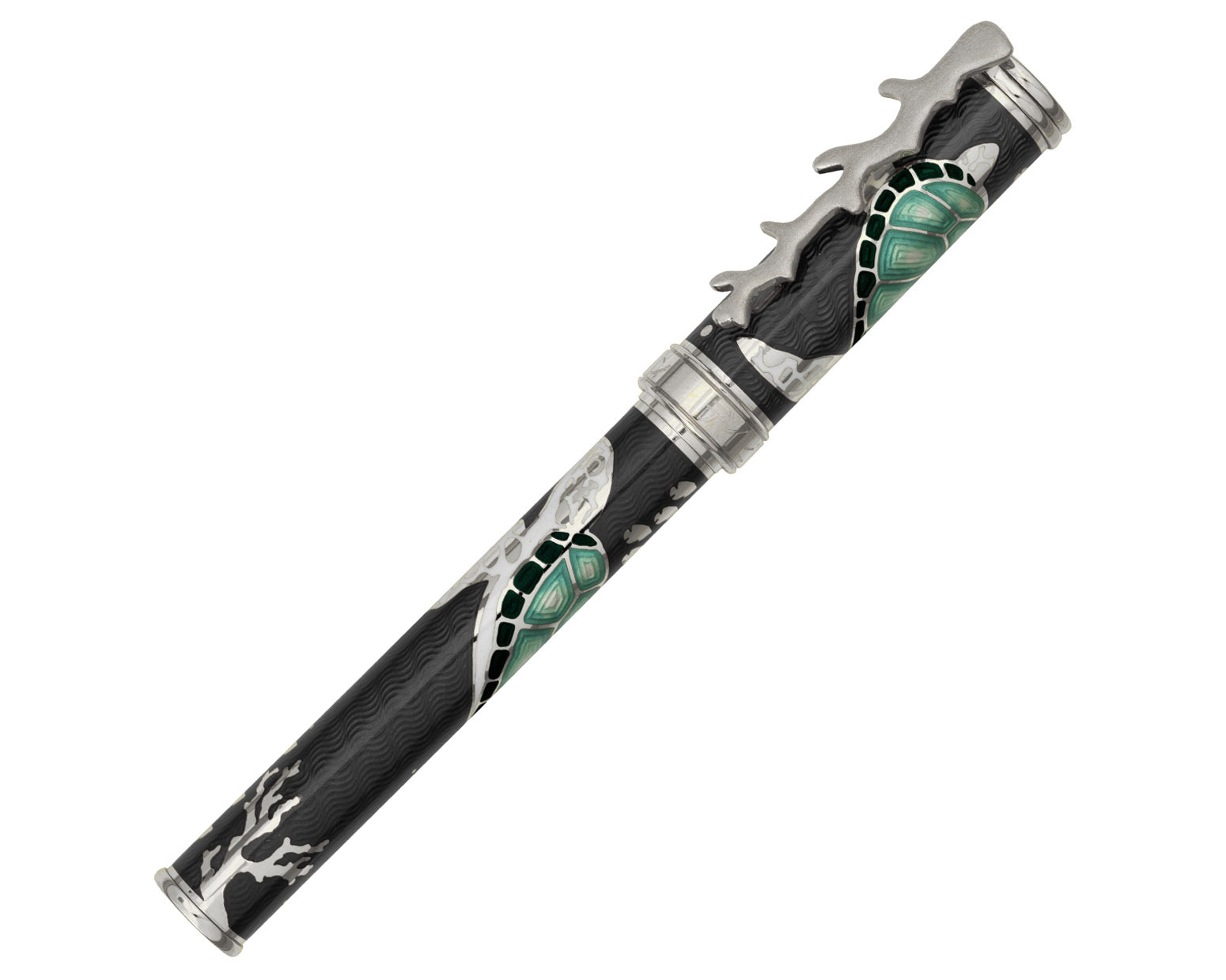 David Oscarson Sea Turtle Fountain Pen - Mossy Black and Teal
