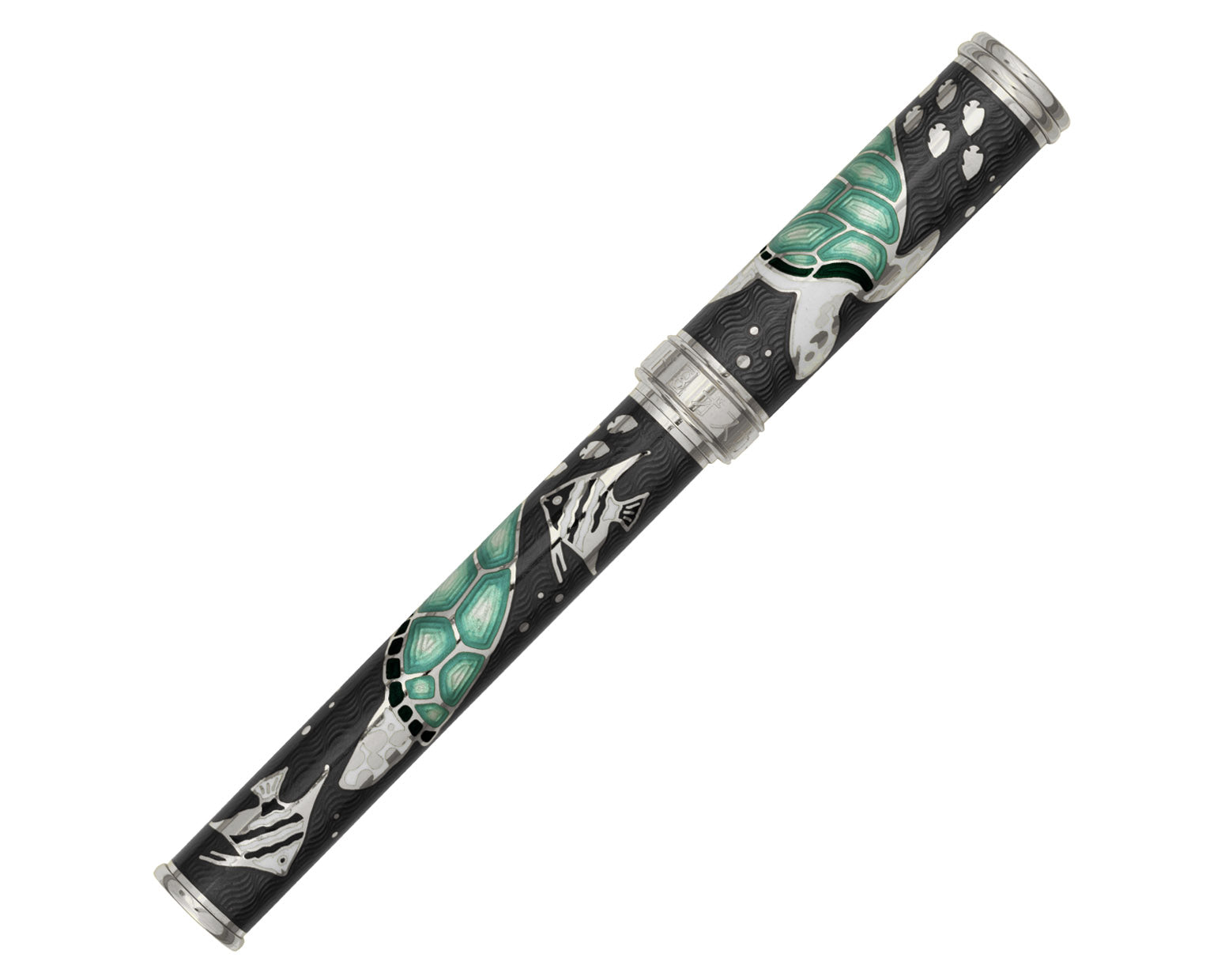 David Oscarson Sea Turtle Fountain Pen - Mossy Black and Teal