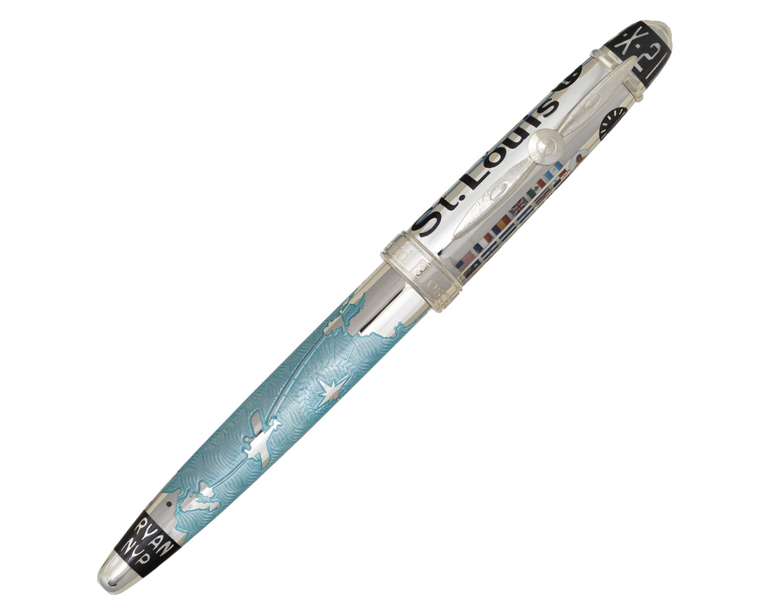 David Oscarson Spirit of St. Louis Fountain Pen - Azure Blue