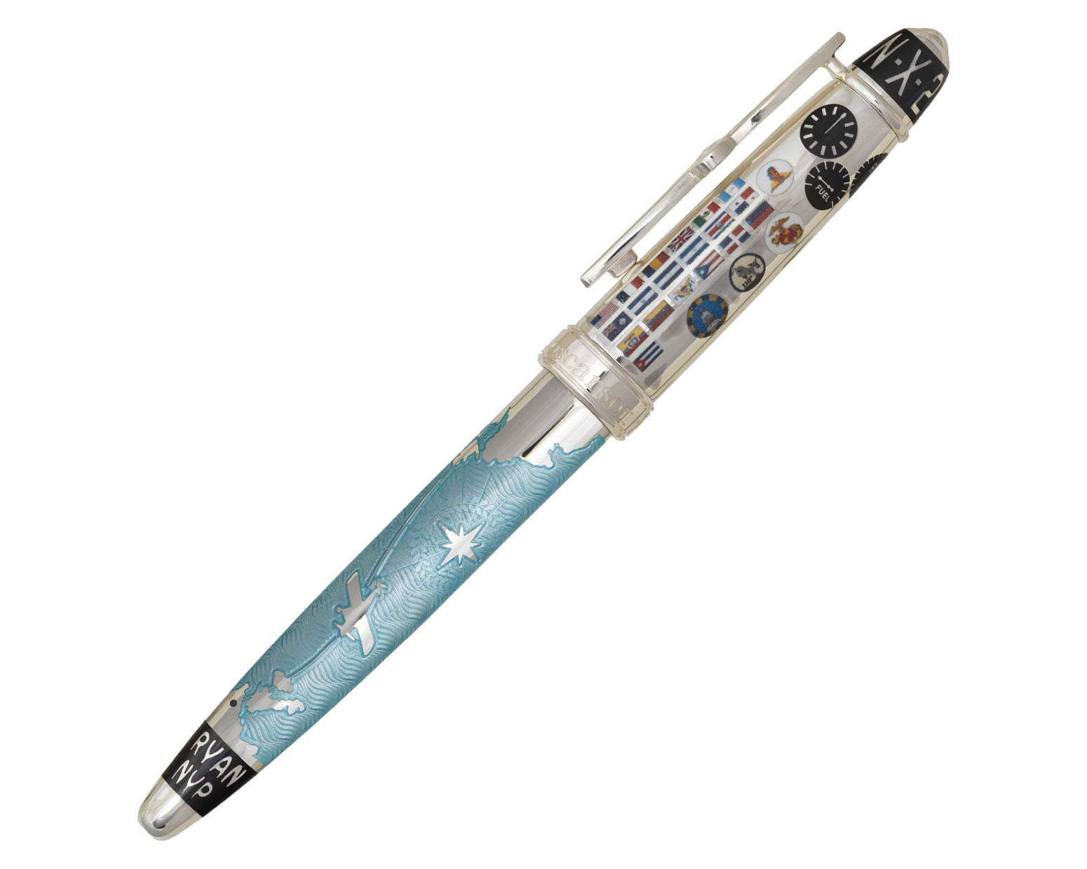 David Oscarson Spirit of St. Louis Fountain Pen - Azure Blue