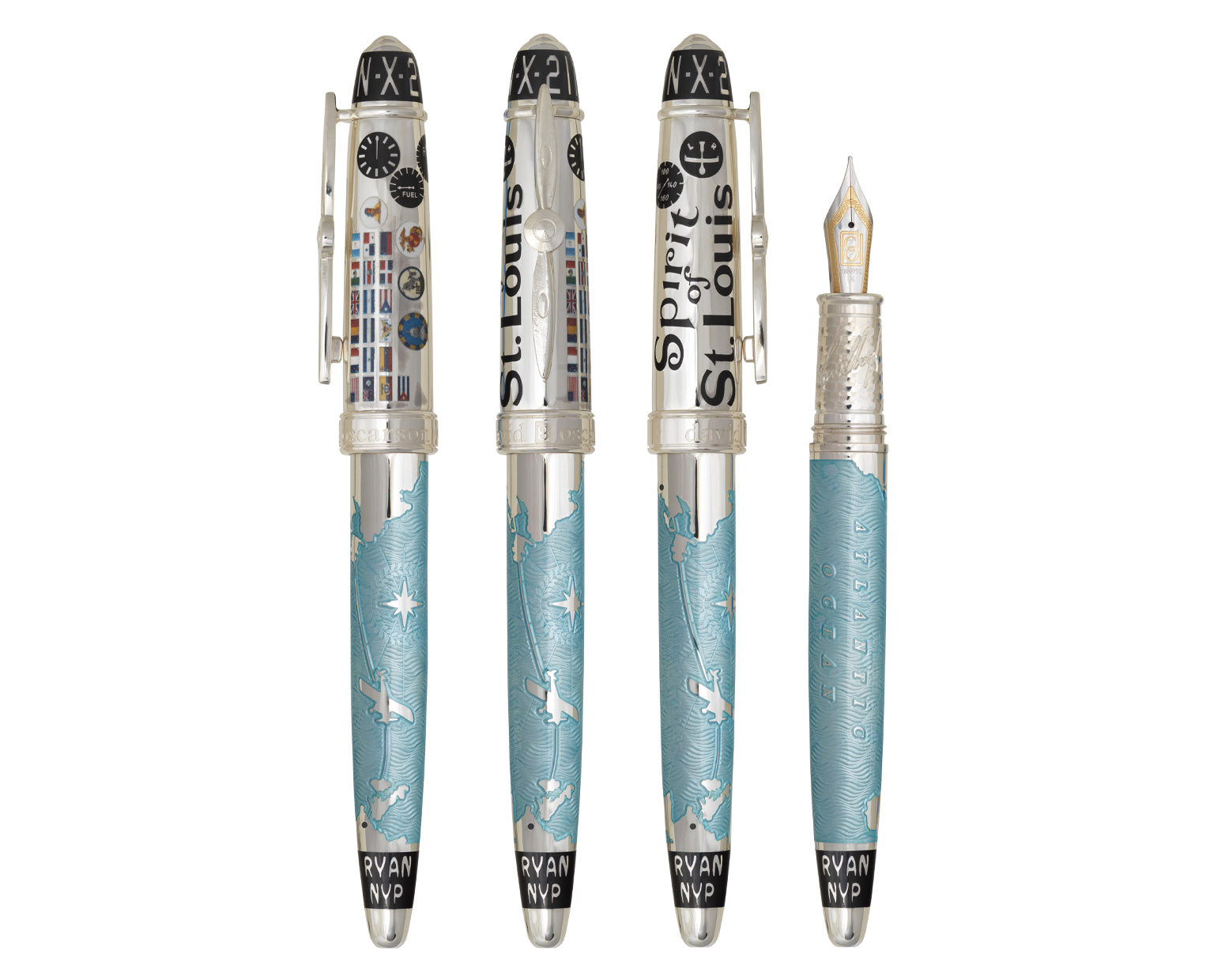 David Oscarson Spirit of St. Louis Fountain Pen - Azure Blue