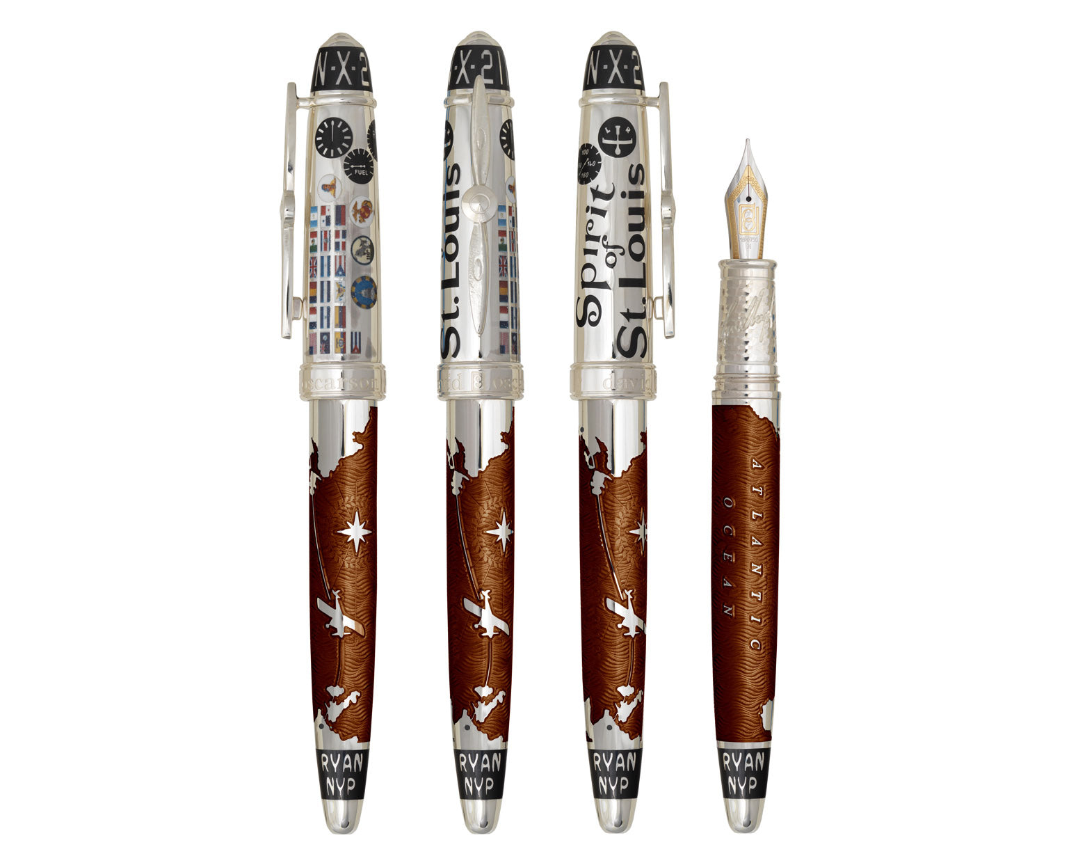 David Oscarson Spirit of St. Louis Fountain Pen - Liquid Coffee