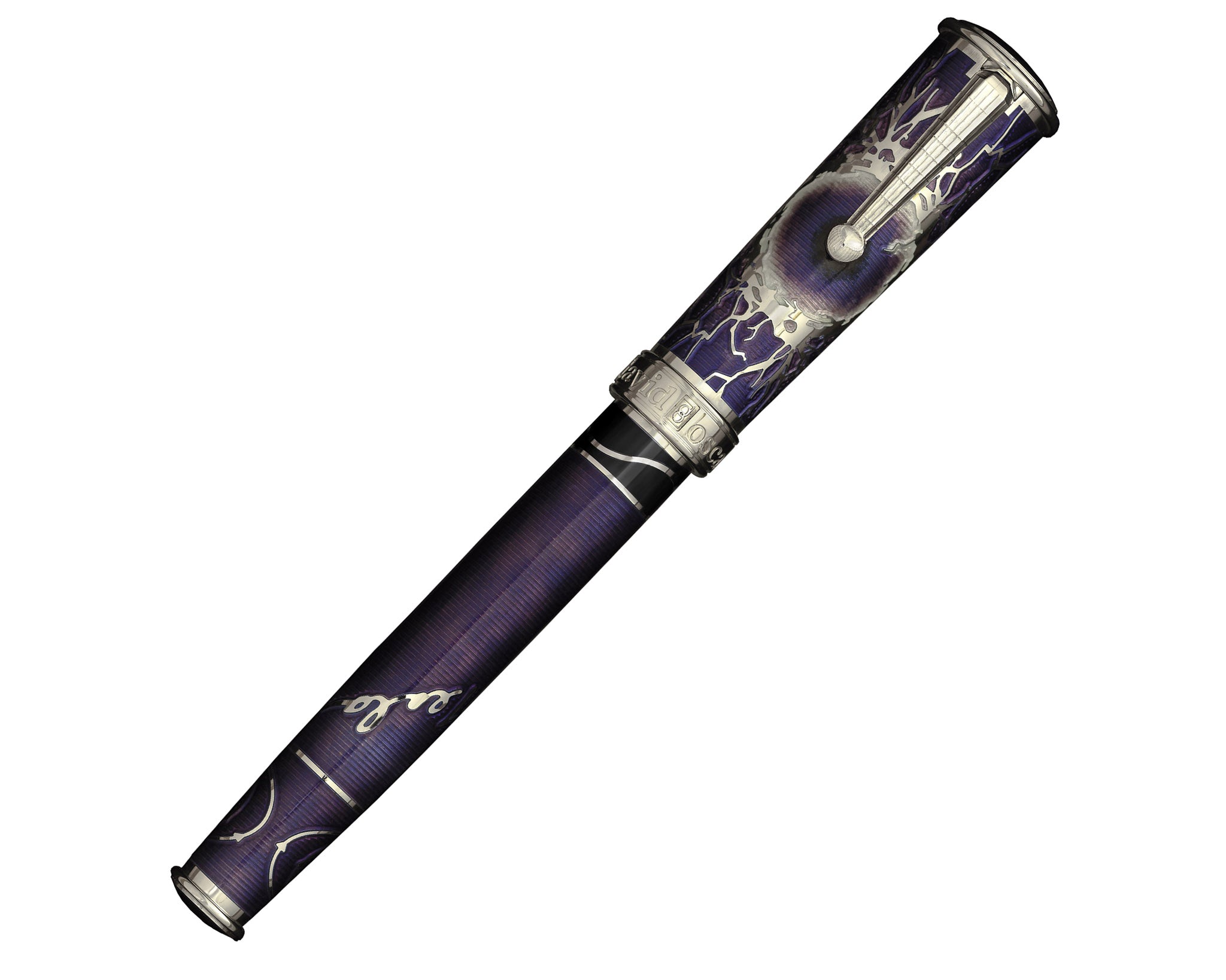 David Oscarson Nikola Tesla Fountain Pen - Translucent White, Grey, Mossy Black and Opaque Purple