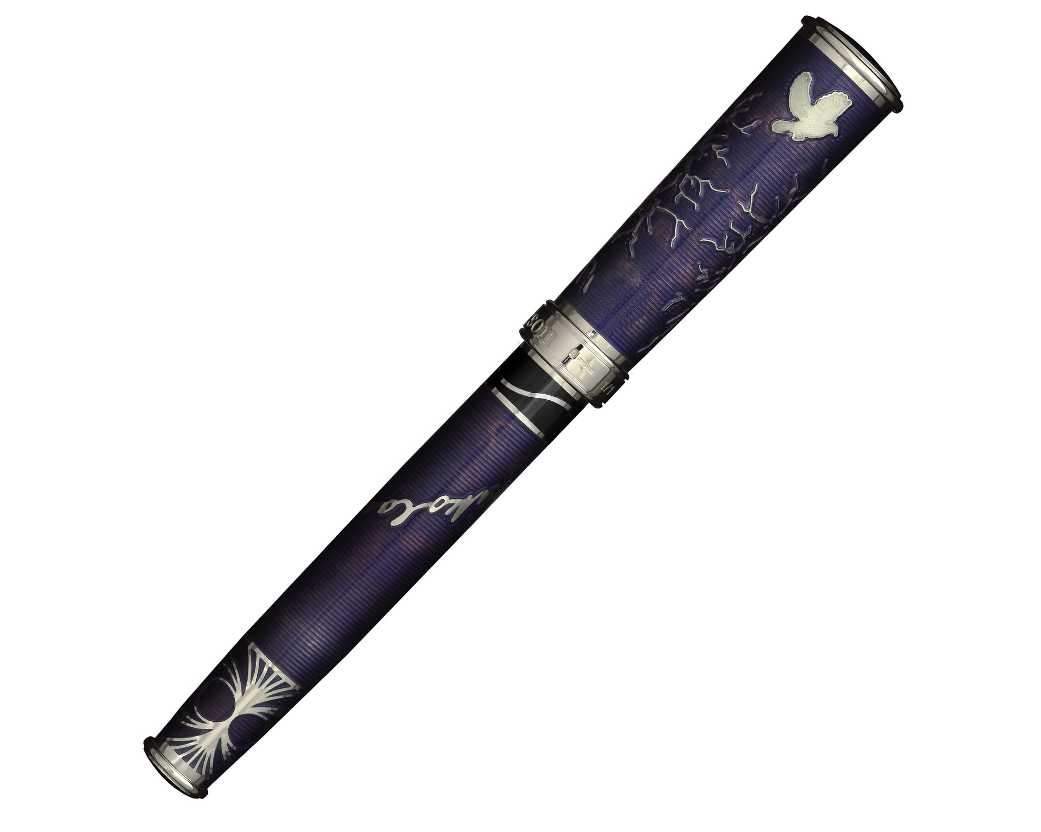 David Oscarson Nikola Tesla Fountain Pen - Translucent White, Grey, Mossy Black and Opaque Purple