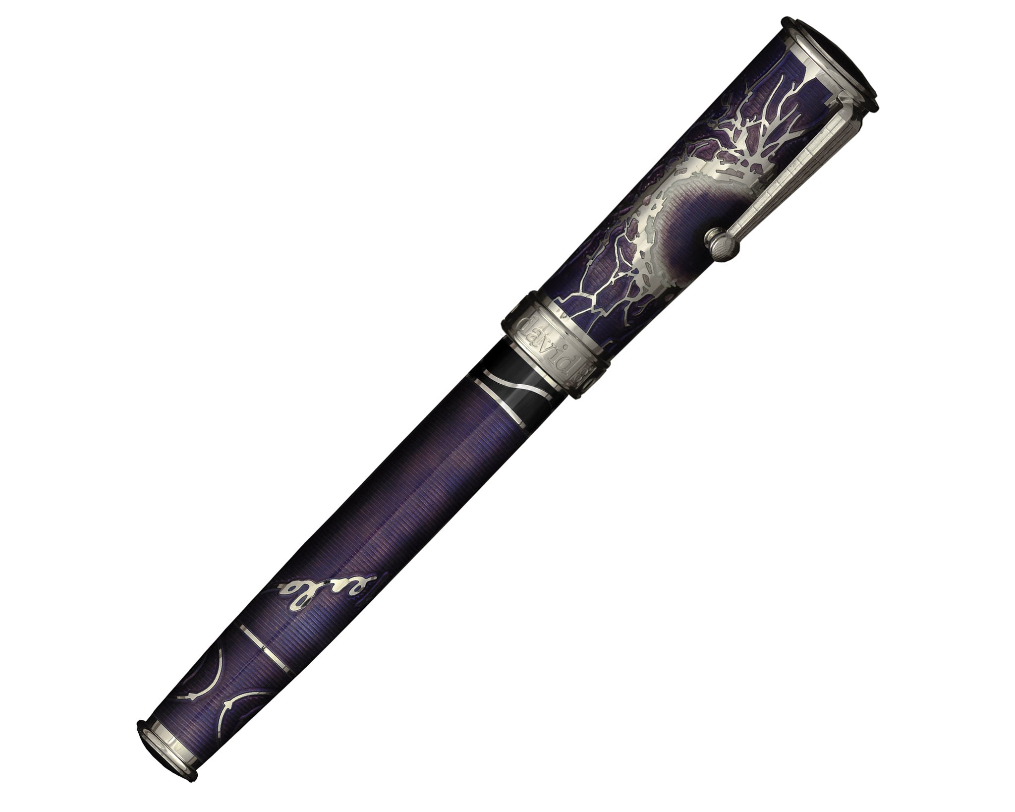 David Oscarson Nikola Tesla Fountain Pen - Translucent White, Grey, Mossy Black and Opaque Purple
