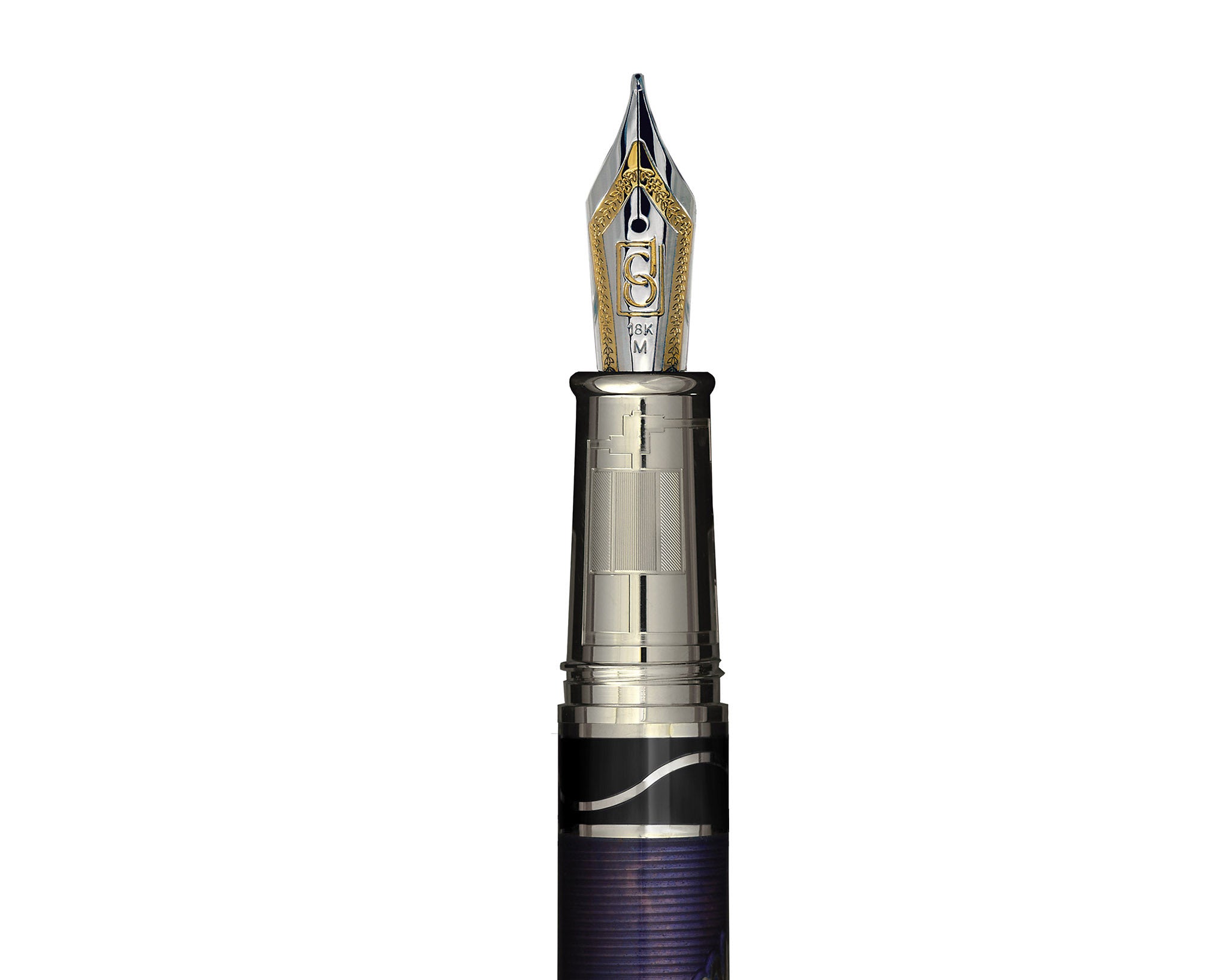 David Oscarson Nikola Tesla Fountain Pen - Translucent White, Grey, Mossy Black and Opaque Purple
