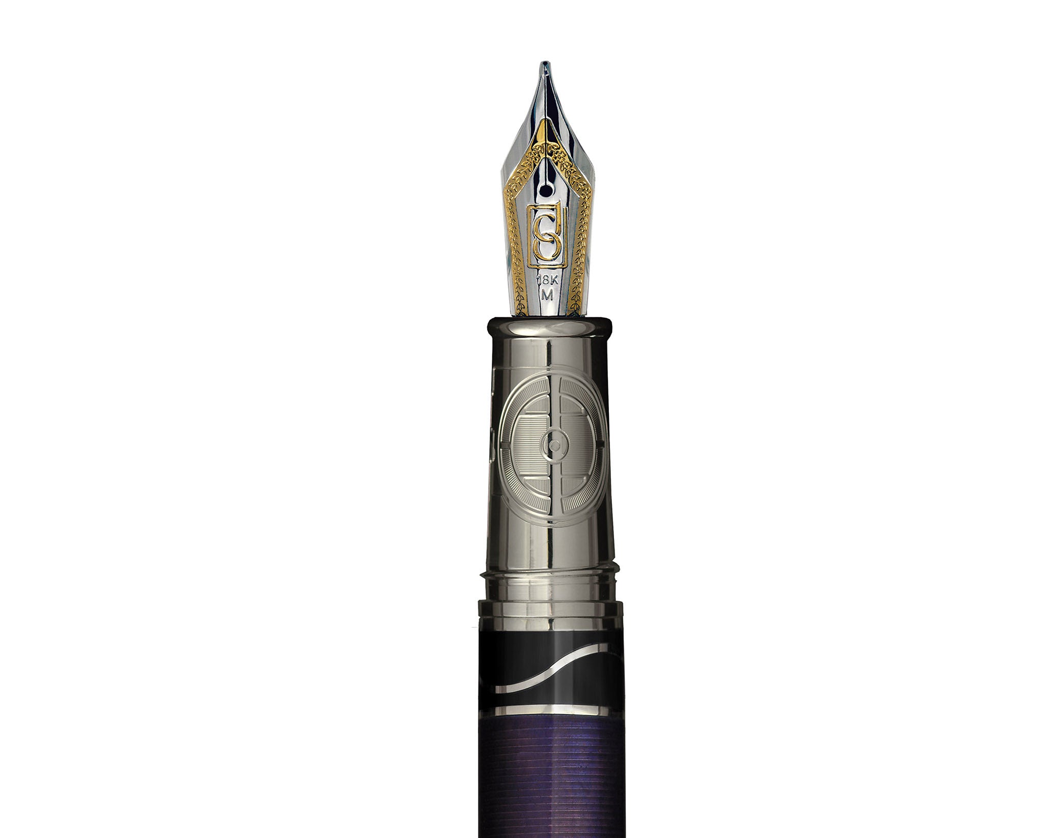 David Oscarson Nikola Tesla Fountain Pen - Translucent White, Grey, Mossy Black and Opaque Purple