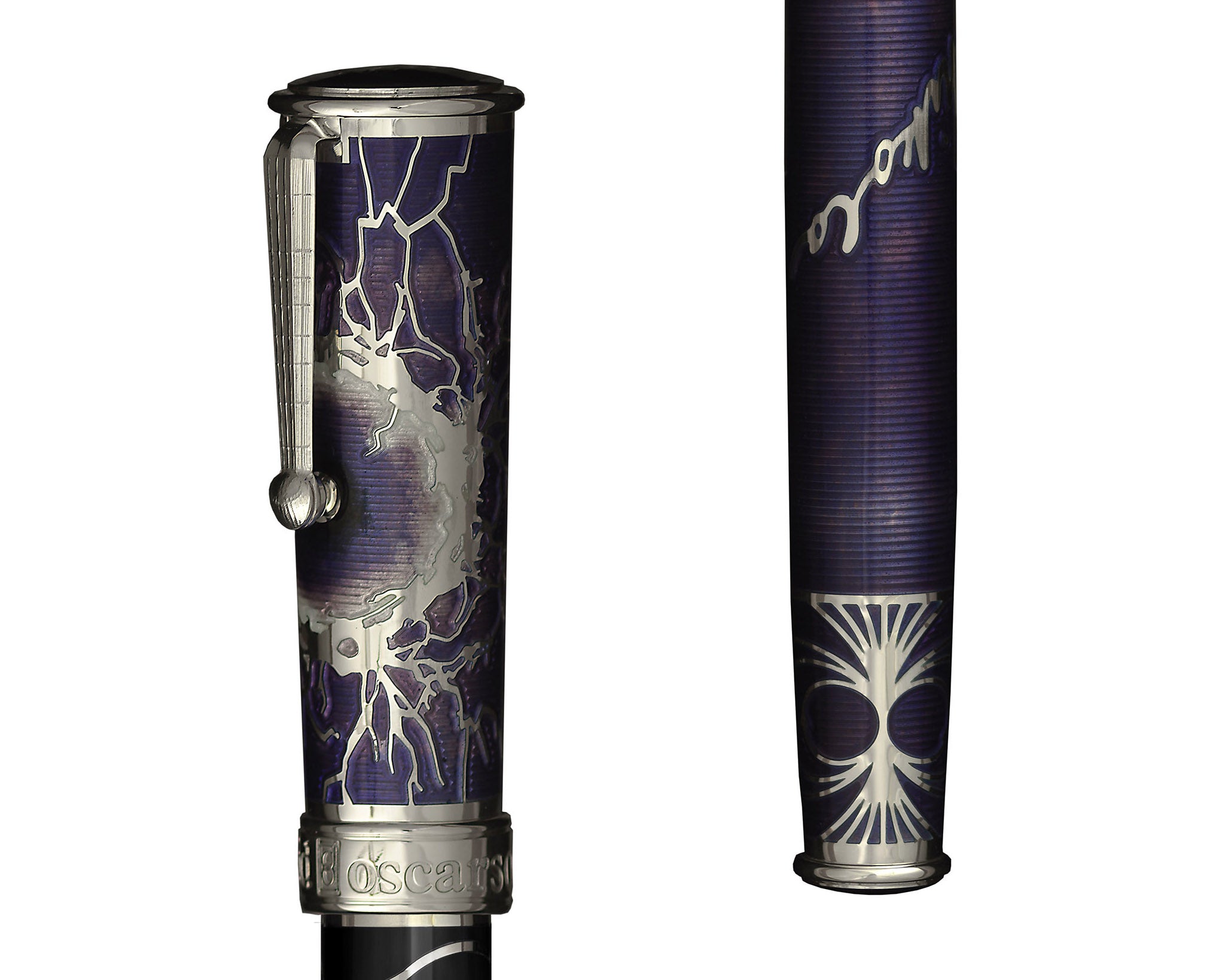 David Oscarson Nikola Tesla Fountain Pen - Translucent White, Grey, Mossy Black and Opaque Purple