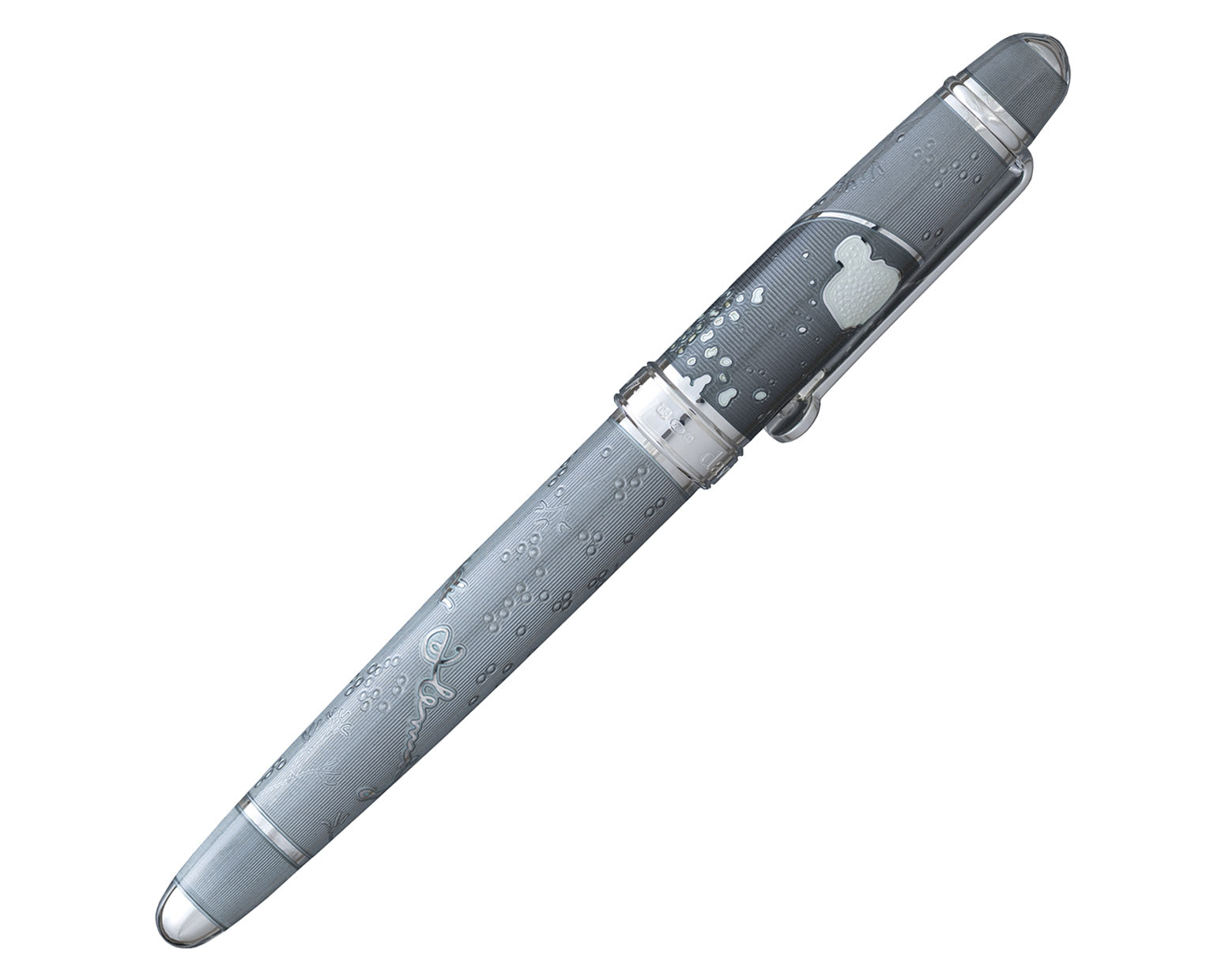 David Oscarson Alexander Fleming Fountain Pen - Translucent Grey & White Hard Enamel