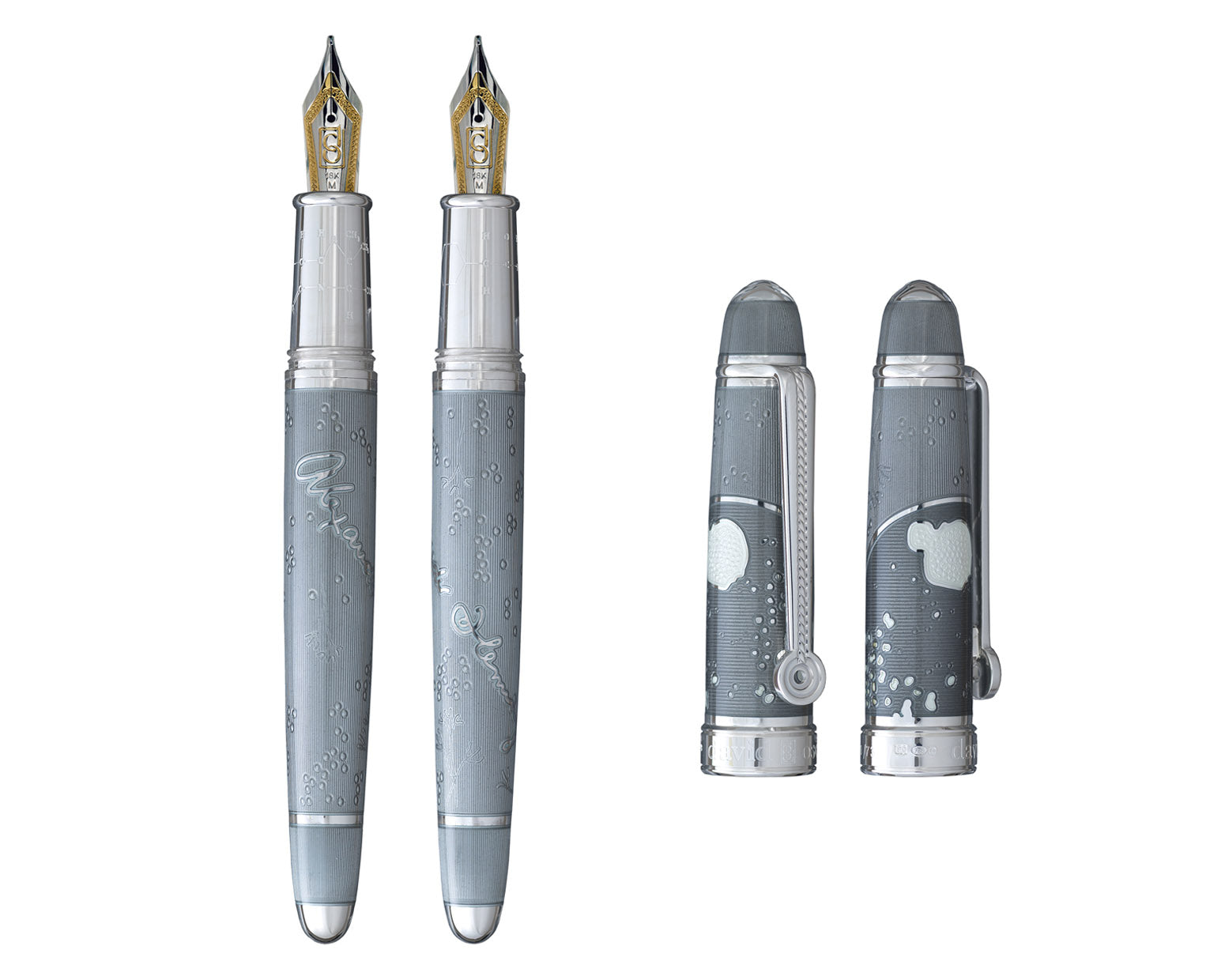 David Oscarson Alexander Fleming Fountain Pen - Translucent Grey & White Hard Enamel