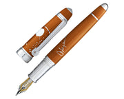 David Oscarson Alexander Fleming Fountain Pen - Translucent Orange & White Hard Enamel