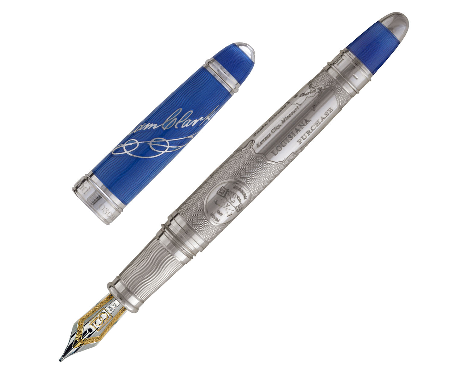 David Oscarson William Clark Fountain Pen - Sapphire Blue Hard Enamel