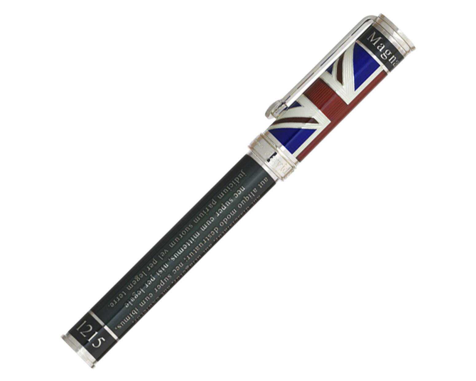 David Oscarson Magna Carta Fountain Pen - Translucent Black, Red, White and Blue Hard Enamel