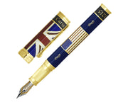 David Oscarson Magna Carta Fountain Pen - Translucent Sapphire, Red, White and Blue Hard Enamel with Gold Vermeil