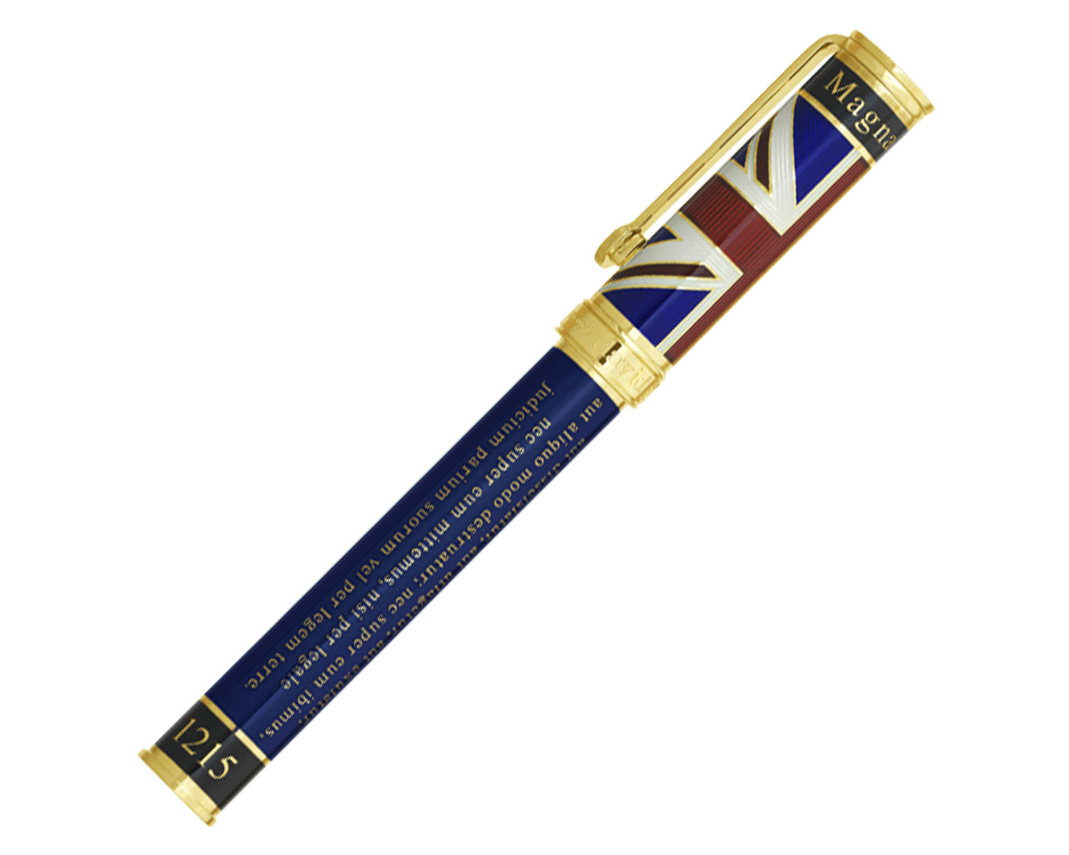 David Oscarson Magna Carta Fountain Pen - Translucent Sapphire, Red, White and Blue Hard Enamel with Gold Vermeil