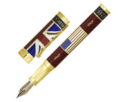 David Oscarson Magna Carta Fountain Pen - Translucent Ruby, Red, White and Blue Hard Enamel with Gold Vermeil