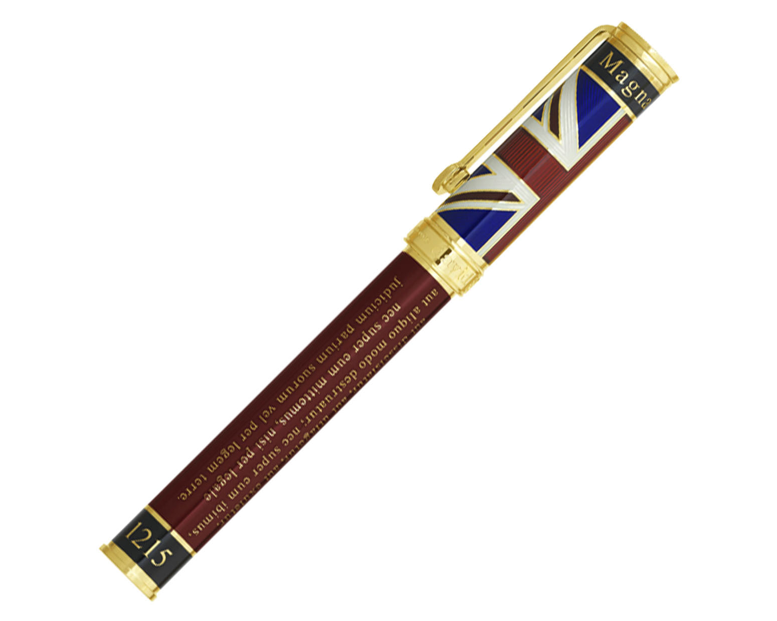 David Oscarson Magna Carta Fountain Pen - Translucent Ruby, Red, White and Blue Hard Enamel with Gold Vermeil